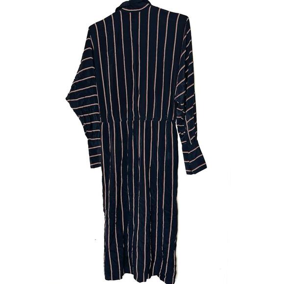 ALC Women's Black Nico Surplice Long Sleeve Striped Silk Midi Dress Size 2 - Picture 3 of 16